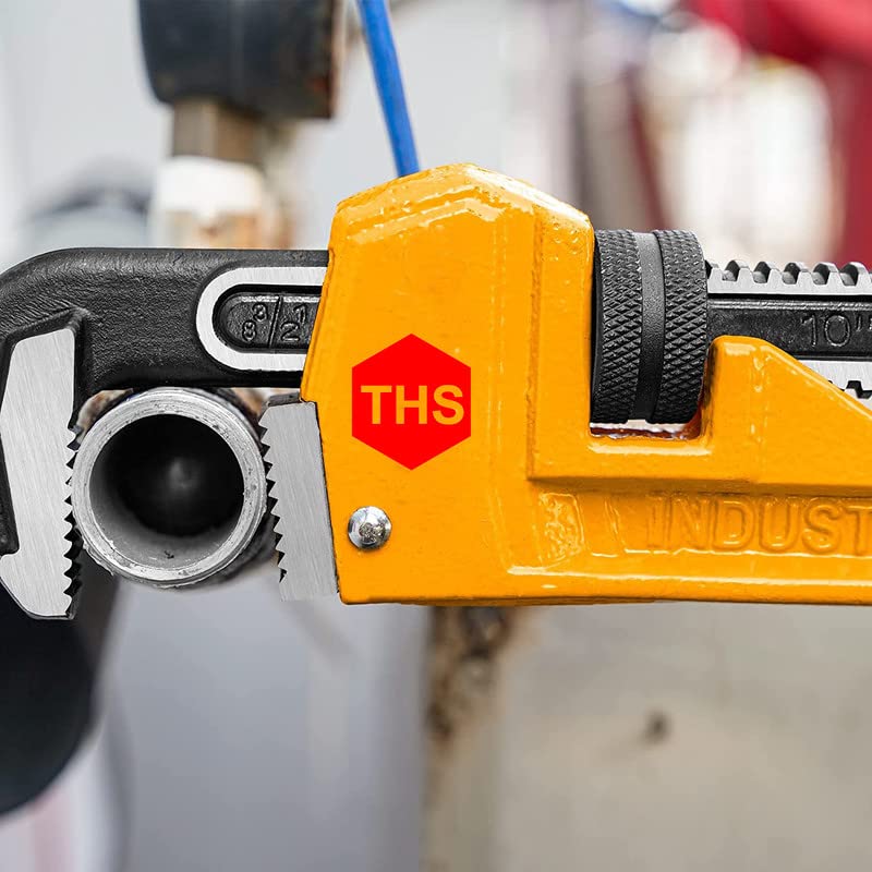 THS 8" 200mm Heavy Duty Straight Pipe Wrench, Adjustable Aluminum Plumber Wrench with Floating Hook Jaw and I-Beam Handle, - Image 4