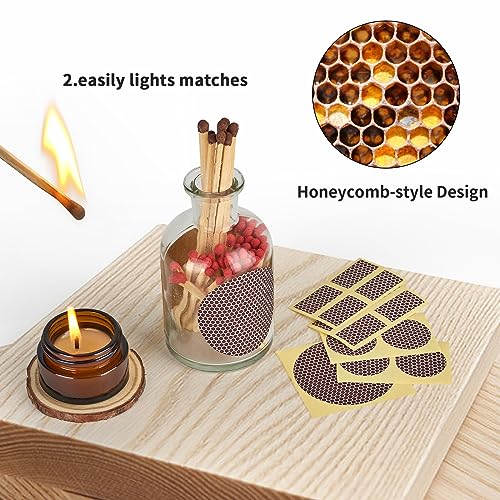 Dizzily 60 Pcs Match Striker Paper with Adhesive, 3 Sizes of Matches Sticker Striker for Match Holder, Matches for Candles, Matches Box Bulk, Matches in A Jar with Striker, Decorative Match Cloche - Image 2