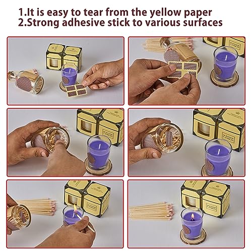 Dizzily 60 Pcs Match Striker Paper with Adhesive, 3 Sizes of Matches Sticker Striker for Match Holder, Matches for Candles, Matches Box Bulk, Matches in A Jar with Striker, Decorative Match Cloche - Image 5