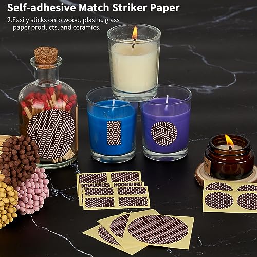 Dizzily 60 Pcs Match Striker Paper with Adhesive, 3 Sizes of Matches Sticker Striker for Match Holder, Matches for Candles, Matches Box Bulk, Matches in A Jar with Striker, Decorative Match Cloche - Image 4