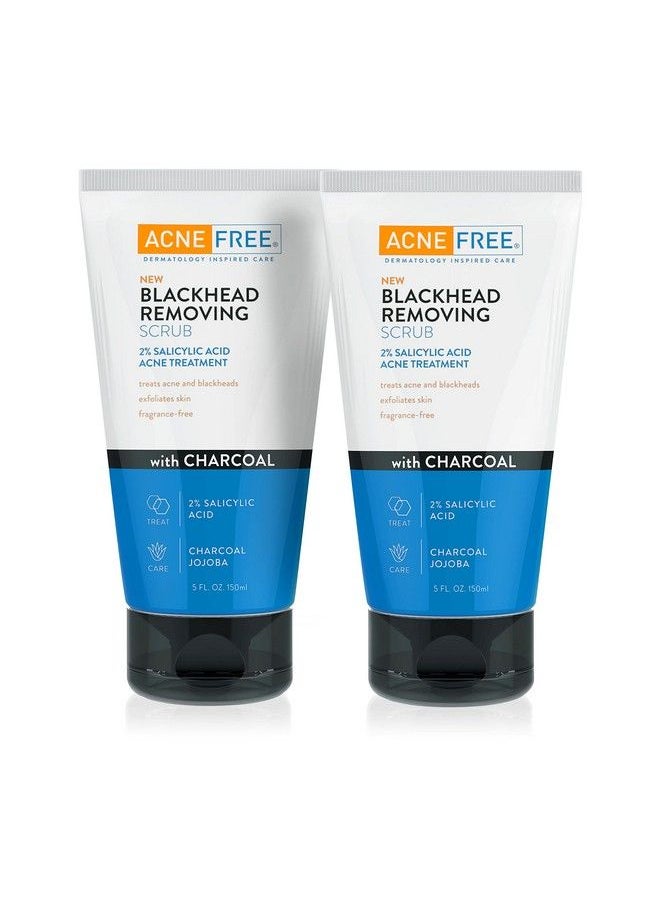 AcneFree Acne Free Blackhead Removing Exfoliating Face Scrub With 2% Salicylic Acid And Charcoal Jojoba 5 Ounce Pack Of 2  - Image 1