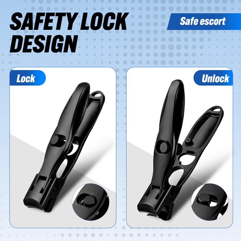 Swocky German Nail Clippers, Premium Stainless Steel Wide Jaw Anti Splash Design,Ultra Sharp Heavy Duty Clippers with Ergonomic Lever,Perfect for Men,Women, and Seniors(Black) - Image 2