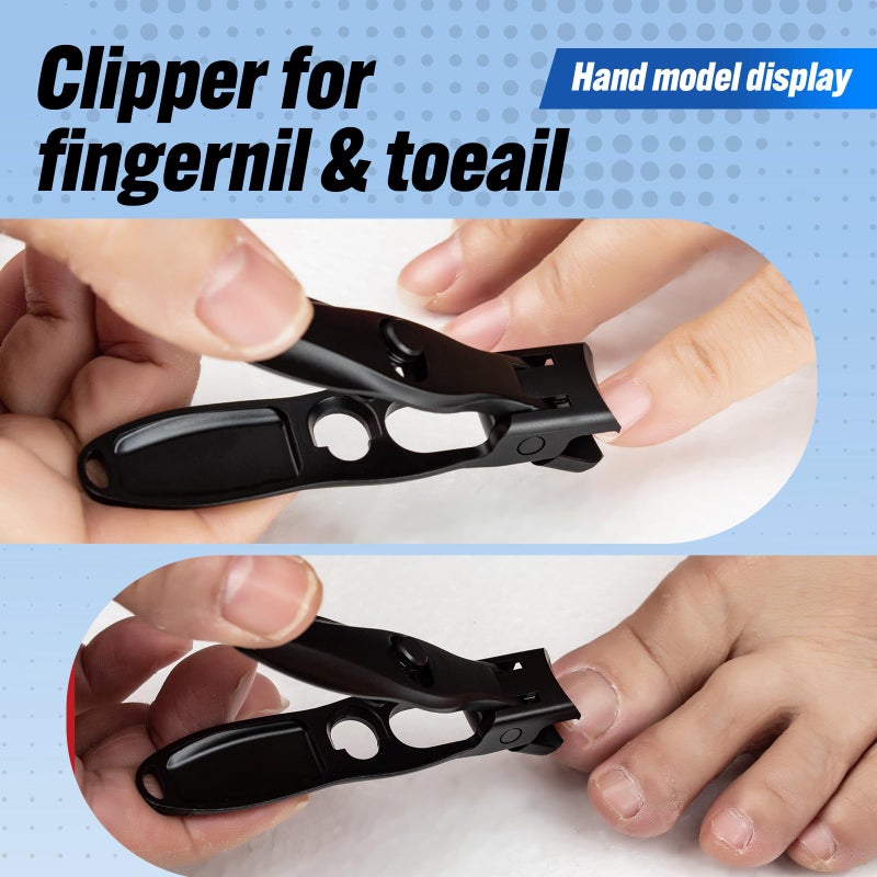 Swocky German Nail Clippers, Premium Stainless Steel Wide Jaw Anti Splash Design,Ultra Sharp Heavy Duty Clippers with Ergonomic Lever,Perfect for Men,Women, and Seniors(Black) - Image 5