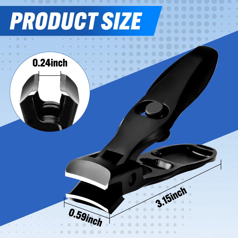 Swocky German Nail Clippers, Premium Stainless Steel Wide Jaw Anti Splash Design,Ultra Sharp Heavy Duty Clippers with Ergonomic Lever,Perfect for Men,Women, and Seniors(Black) - Image 4