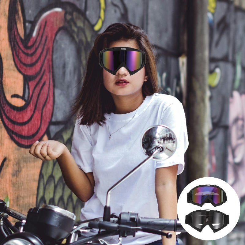 2PCS Motorcycle : Windproof Motocross Riding Glasses -Compatible - ATV Off-Road Racing for Skiing Snowboard Outdoor Sports - Image 1