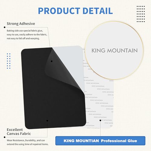 KING MOUNTAIN Canvas Repair Patch 9 x11 Inch 2 Pcs Self-Adhesive Waterproof Fabric Patch for Sofas, Tents, Furniture,Tote Bags, Car Seats (Black) - Image 3