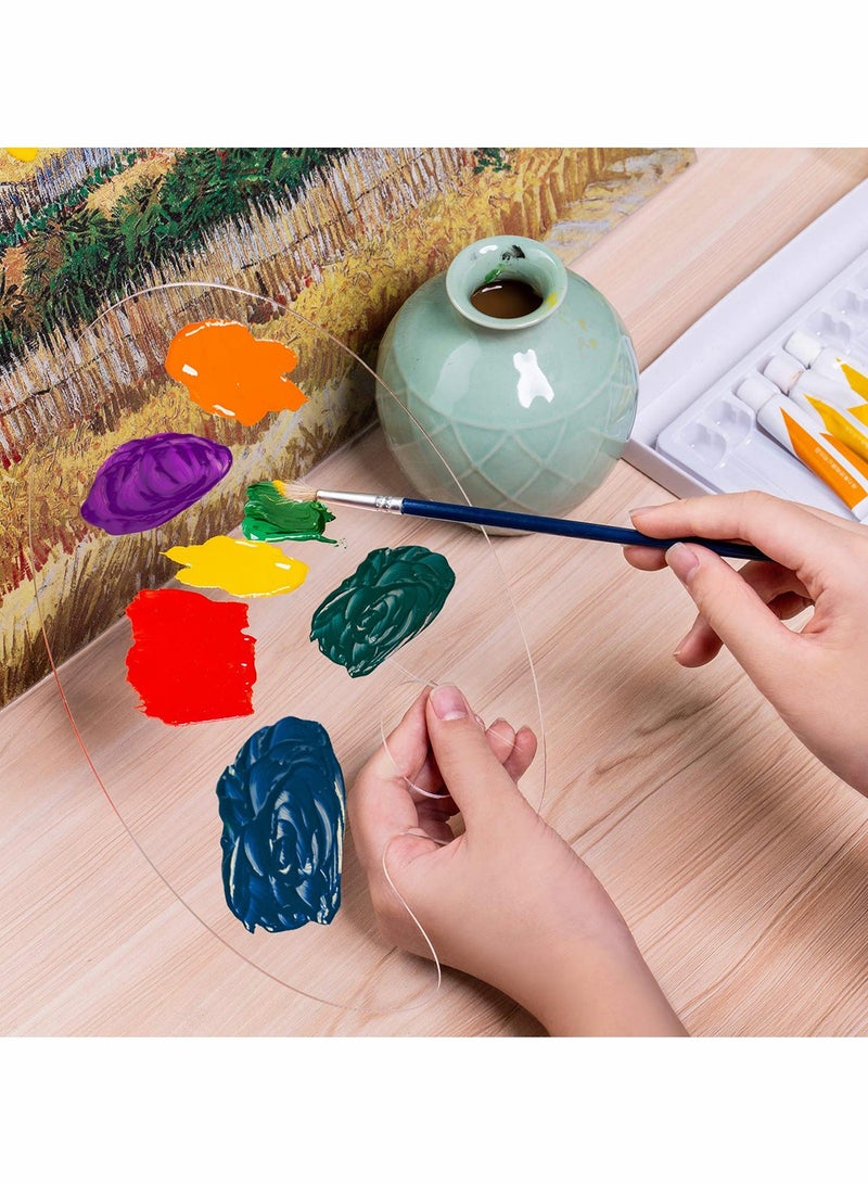 KASTWAVE 3 Pcs Acrylic Paint Palette Clear Art Palette for Adults and Kids, Easy Clean Transparent Non Stick Oil Paint Palette with Protective Kraft for Oil Watercolor Craft DIY Art Painting - Image 5