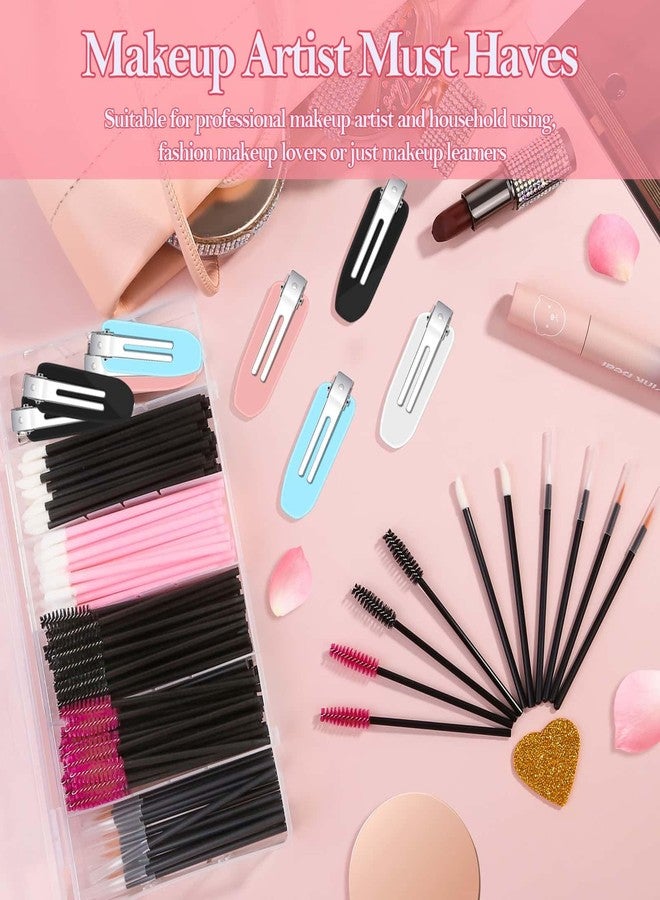 أوداب مجموعة أدوات تجميل للاستخدام مرة واحدة، تتضمن أدوات فنانة المكياج، صينية خلط، فرش ماسكارا، فرش شفاه، مشابك شعر، وإسفنجة مثلثة للوجه مع علبة تخزين. - Image 4