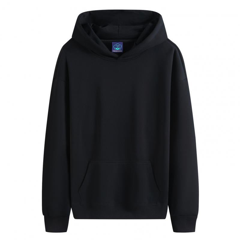 750G Fleece-Lined Hooded Sweater Men'S And Women'S Same Custom Logo Terry Heavy Solid Color Printable - Image 3