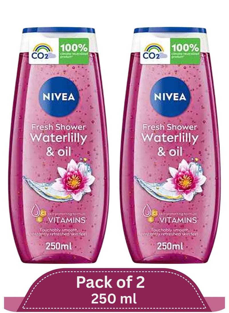 نيفيا جل استحمام بزيت زهرة الزنبق المنعش مع حبيبات الزيت المغذية برائحة زهرية 250 مل – عبوة من 2 - Image 1