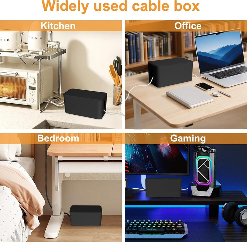 Resulzon Cable Management Cord Cover Wire Hider Box Concealer Organizer Protector System for Home Theater Entertainment Center Office School, 9.25 x 4.72 x 4.52 Inch (Mini,Black) - Image 3