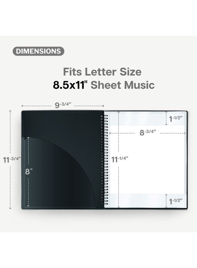 Cranbury Sheet Music Folder 8.5x11 - Dual Use Music Holder (Blue), Store Inside 24 Protective Sleeves or Write on Exposed Pages Outside Sleeves, 8.5 x 11 Spiral Notebook Binder Organizer, Lay Flat - Image 5