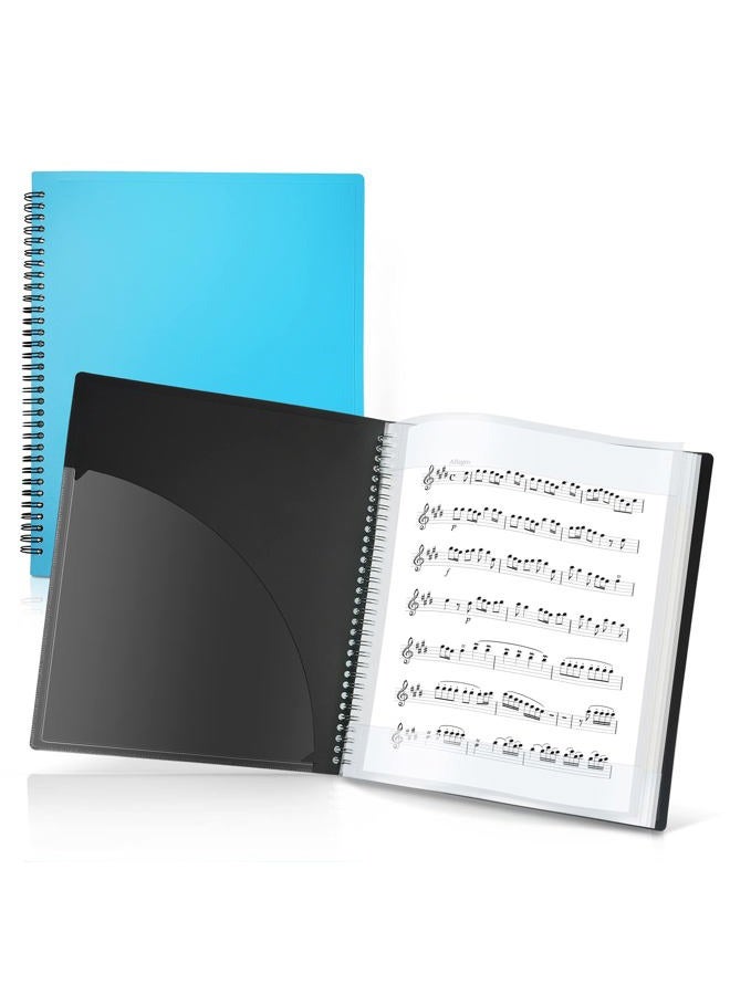 Cranbury Sheet Music Folder 8.5x11 - Dual Use Music Holder (Blue), Store Inside 24 Protective Sleeves or Write on Exposed Pages Outside Sleeves, 8.5 x 11 Spiral Notebook Binder Organizer, Lay Flat - Image 1