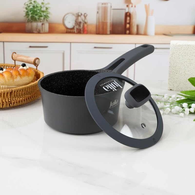 جوليا قِدر صلصة جوليا إيليت إيدج 16 سم مع غِطاء - رمادي - جرانيت أسود غير لاصق - يدعم الحث الحراري - Image 2