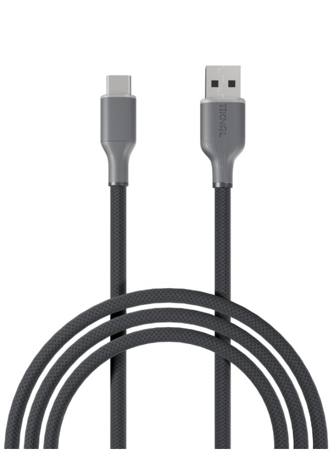 TIKNAL Type-C Fast Charging Cable, Durable Nylon, Supports Data Transfer, 1 Meter - Image 1