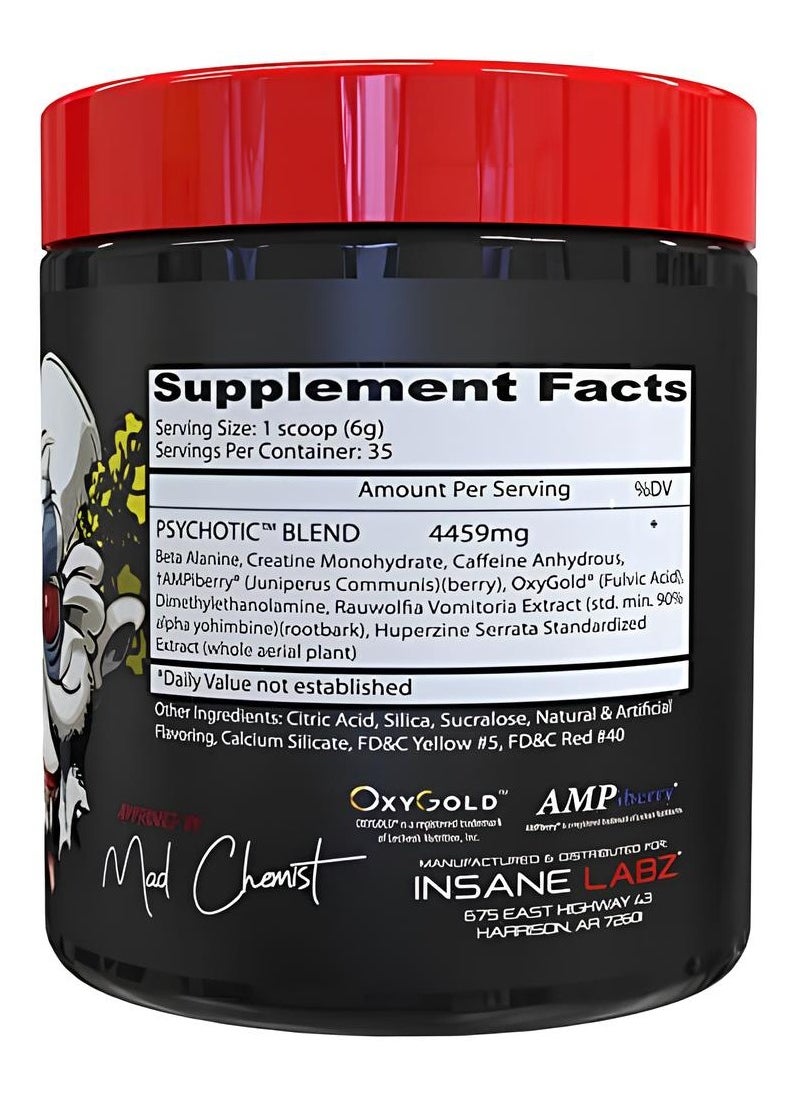 Insane labz Insane Labz, Psychotic, Infused Pre Workout, Peach Mango, 208g, 35 Servings  - Image 2