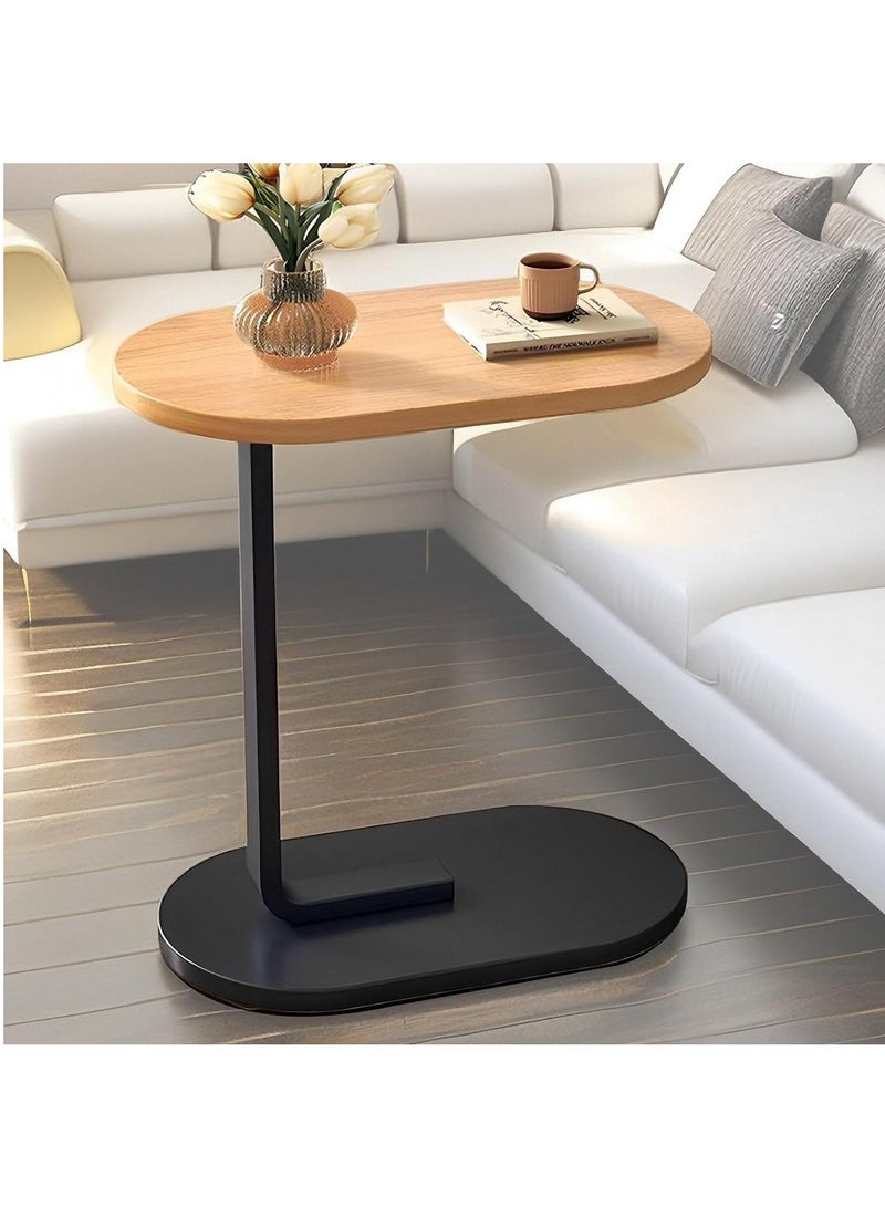 Hihonor C Table End Table, Couch Tables That Slide Under, C Shaped Side Table, Small Side Table, Narrow Table for Bedroom, End Tables Living Room, Modern Style (Wood Color+Log Black)  - Image 1