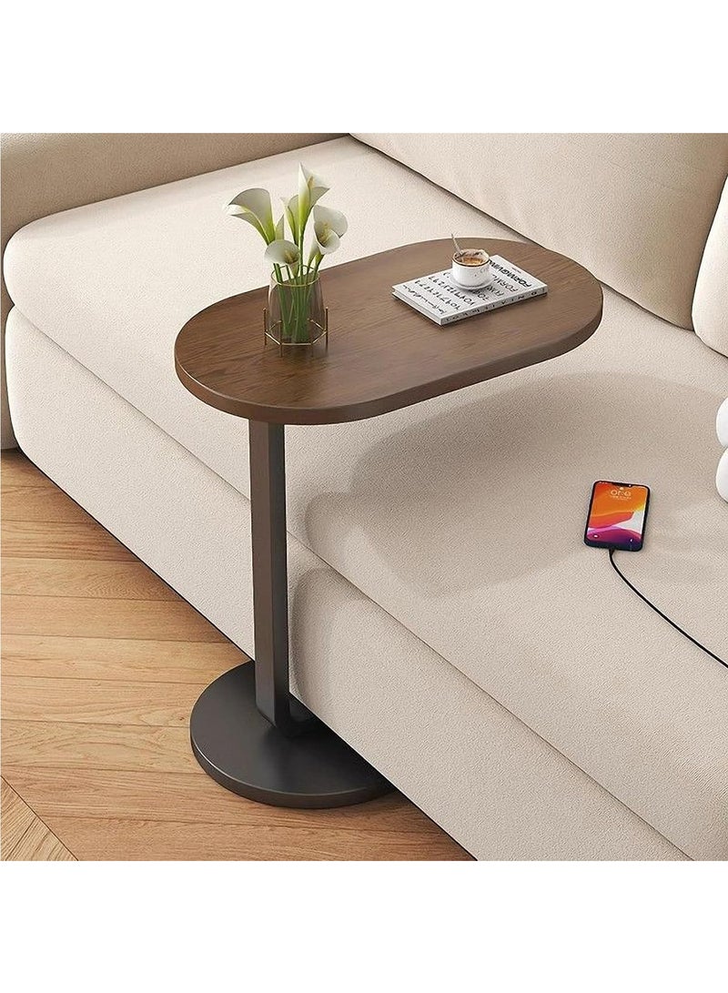 Hihonor C Table End Table, Couch Tables That Slide Under, C Shaped Side Table, Small Side Table, Narrow Table for Bedroom, End Tables Living Room, Modern Style (Wood Color+Log Black)  - Image 3