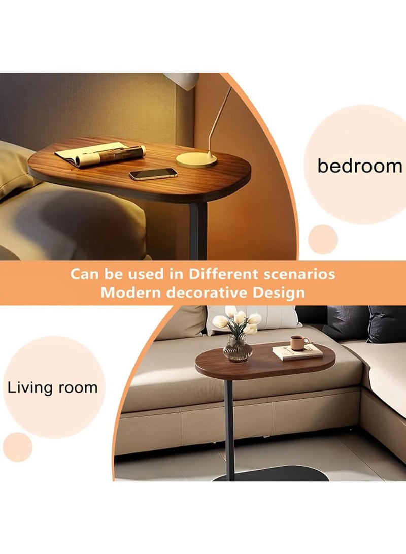 Hihonor C Table End Table, Couch Tables That Slide Under, C Shaped Side Table, Small Side Table, Narrow Table for Bedroom, End Tables Living Room, Modern Style (Wood Color+Log Black)  - Image 4