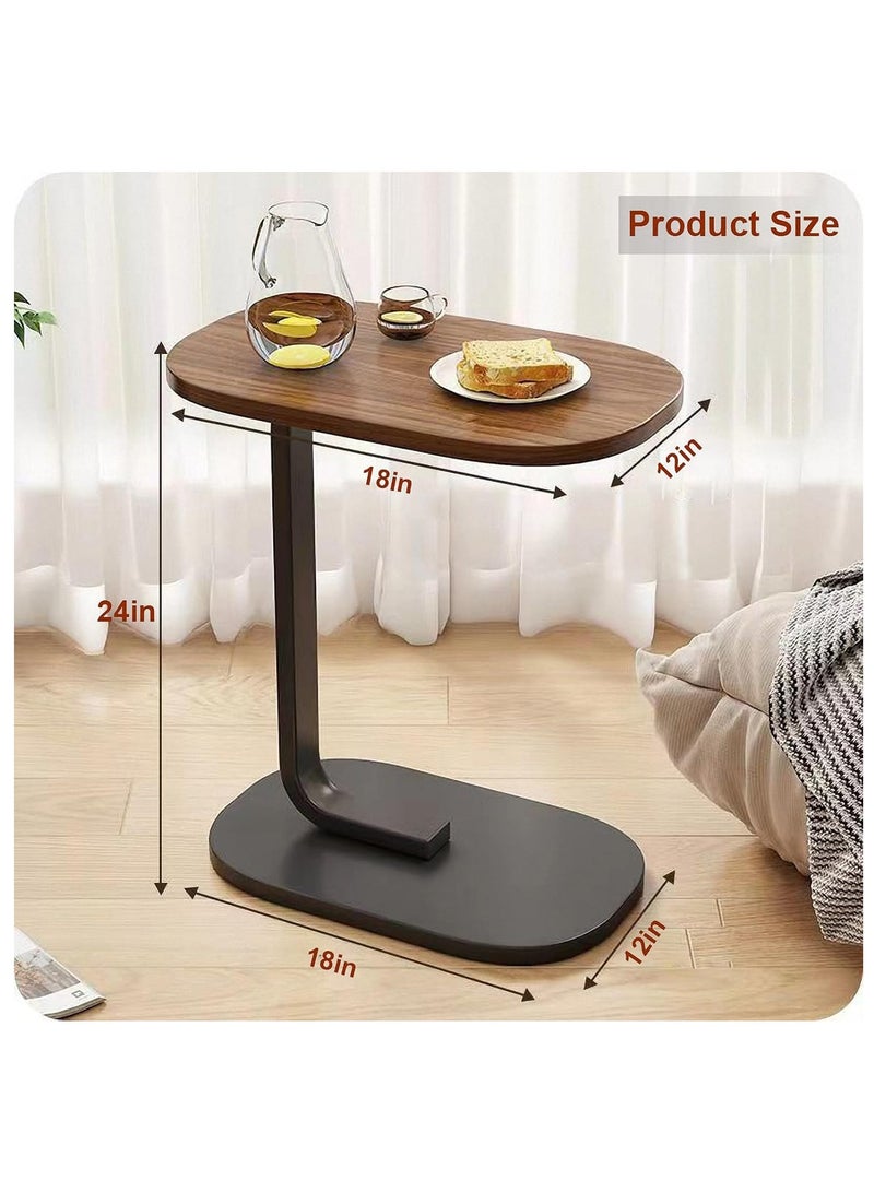 Hihonor C Table End Table, Couch Tables That Slide Under, C Shaped Side Table, Small Side Table, Narrow Table for Bedroom, End Tables Living Room, Modern Style (Wood Color+Log Black)  - Image 5
