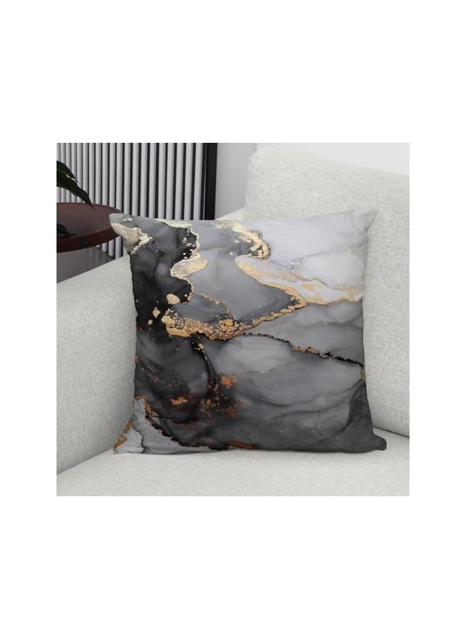 The Bros Marble Texture Black and Gold Silver Decorative Throw Pillow Covers Luxury Abstract Fluid Art Ink Soft Velvet Pillow Case Square Cushion Covers for Couch Living Room 18 x 18 Inch Set of 4  - Image 4