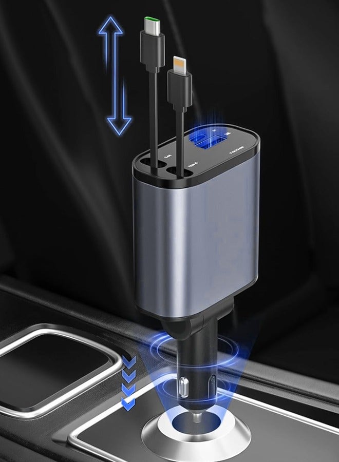 Car charger 120W super fast charging multifunctional  conversion plug USB adapter PD four in one - Image 4