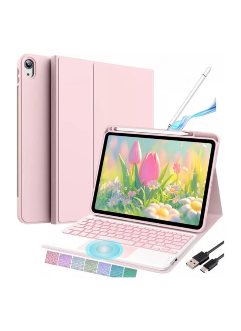 Backlit Keyboard Case for iPad 11th Generation (A16) 11-inch (2025), Leather Case with Pen and Pen Holder, Detachable Wireless Bluetooth Touchpad Touchpad Keyboard