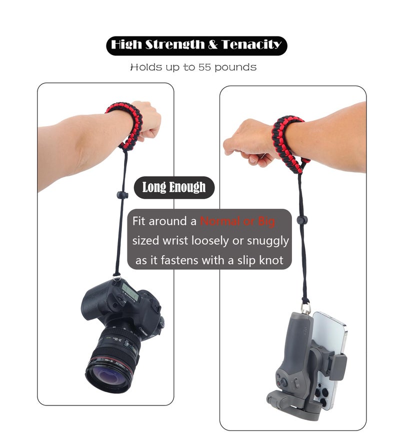 Rigdance حزام معصم كاميرا ريجدانس باراكورد مع برغي إفراج سريع لكاميرات إنستا 360 X3 وكاميرات DSLR وكاميرات الحركة وعصي السيلفي (أسود وأحمر) - Image 4