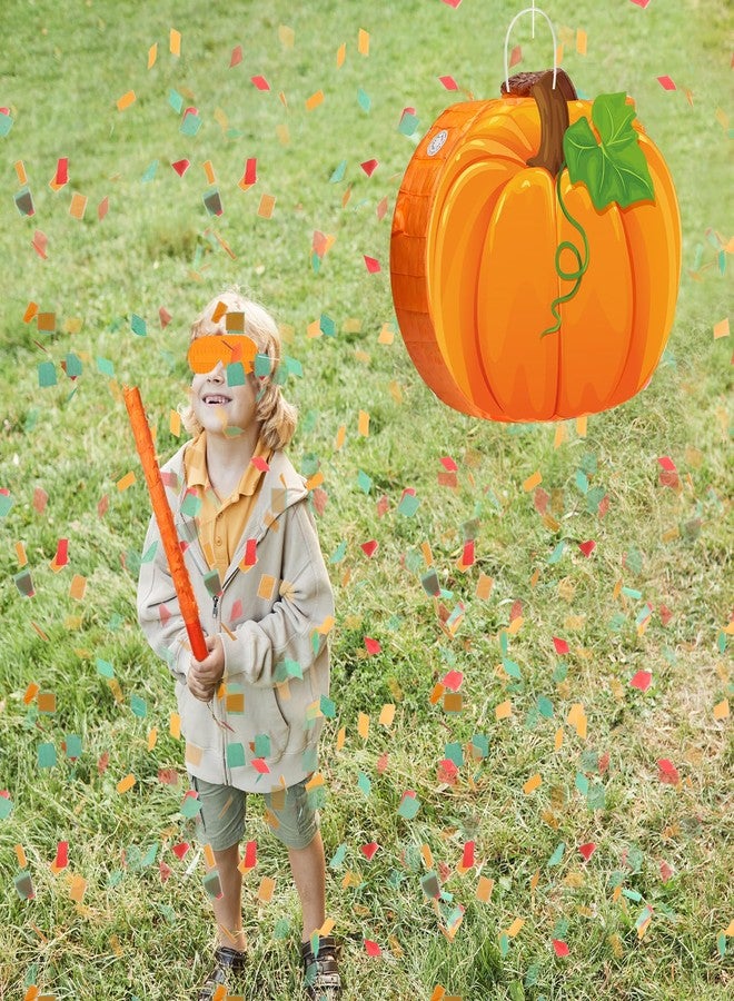 Harrycle Fall Thanksgiving Piñata Large Thanksgiving Piñata with Blindfold Bat and Confetti for Autumn Harvest Birthday Party Favors Supplies Holiday Decor(Pumpkin) - Image 5