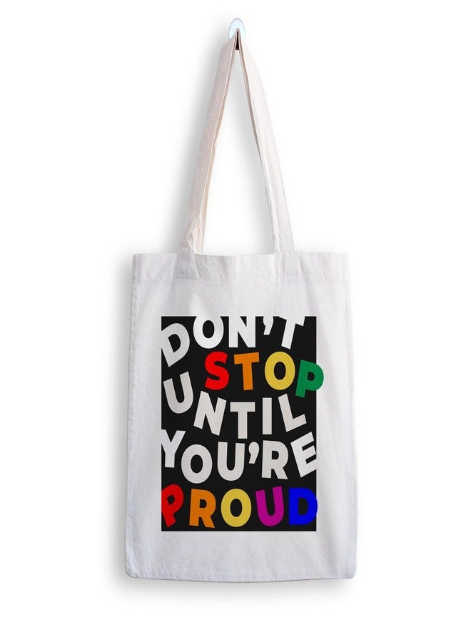 ARTBUG Tote Bag for Women with zip, Aesthetic Canvas tote bag for college girls, office, stylish and reusable - Don’t Stop - D No - 009 - Image 1