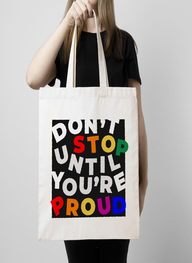 ARTBUG Tote Bag for Women with zip, Aesthetic Canvas tote bag for college girls, office, stylish and reusable - Don’t Stop - D No - 009 - Image 3