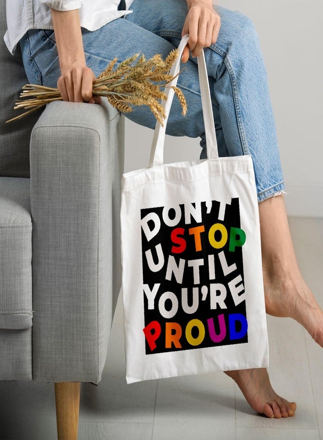 ARTBUG Tote Bag for Women with zip, Aesthetic Canvas tote bag for college girls, office, stylish and reusable - Don’t Stop - D No - 009 - Image 2