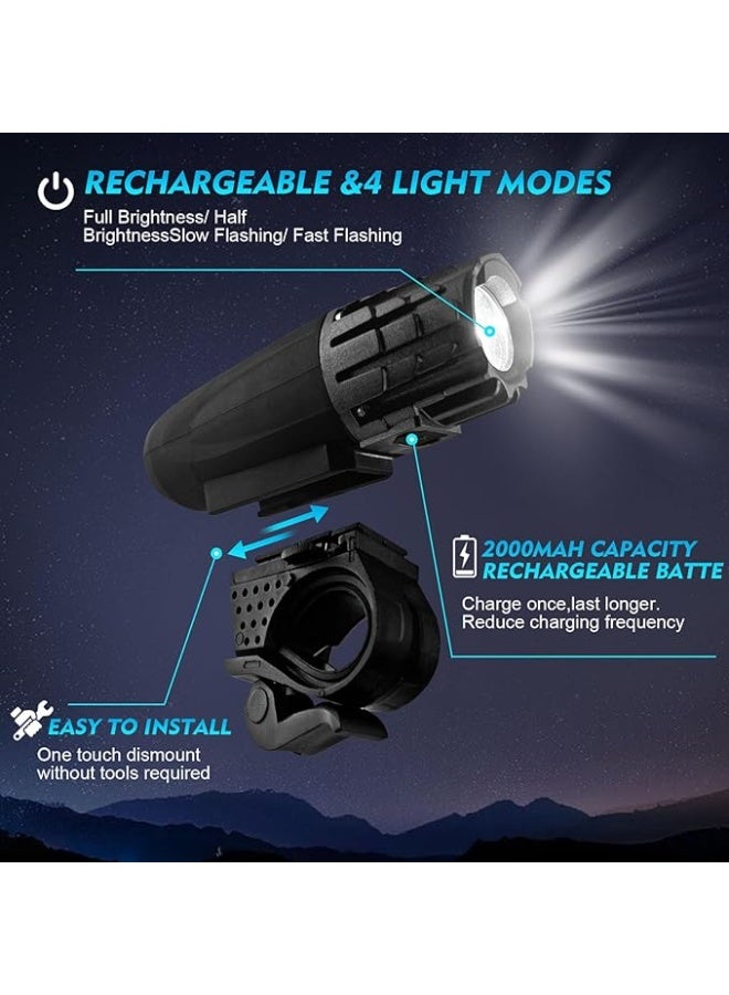 SKY-TOUCH SKYTOUCH USB Rechargeable Bike Light Set 320 Lumens Powerful Front and Rear Bike Accessories for Night Riding, Cycling Rear Headlight Reflectors for Kids, Road, Mountain Bike, Black - Image 3