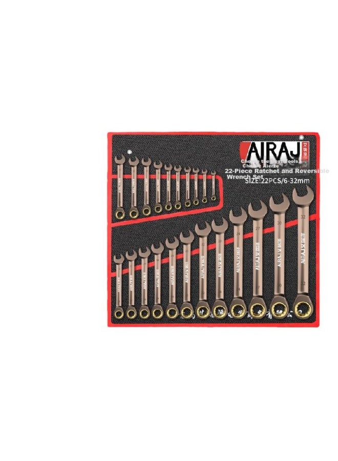 ARRIZO Irizar Wrench Set Open Plum Quick Dual-use Ratchet Wrench Small Double-headed Ratchet 22-piece Set 6-32 - Image 2