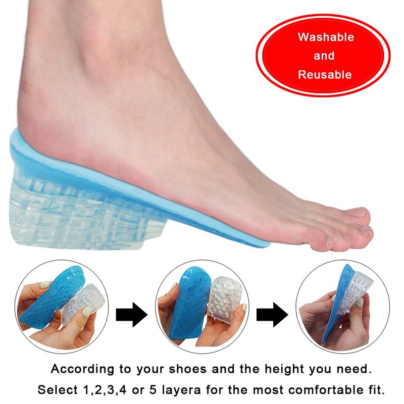 Dr.Foot أحذية د. فوت القابلة للتعديل بارتفاع 5 طبقات، وسادات كعب سيليكون للرجال والنساء، وسادات رفع كعب جل لعدم تناسق طول الساقين - Image 3