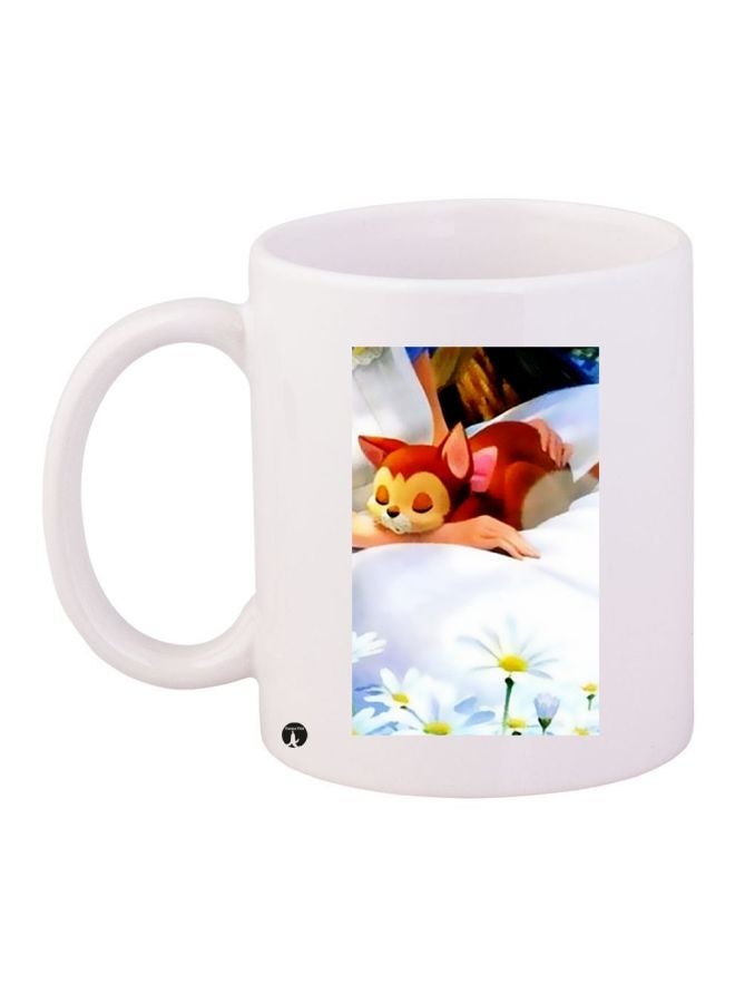 RYN Cartoon Printed Ceramic Coffee Mug White/Red/Blue 11ounce