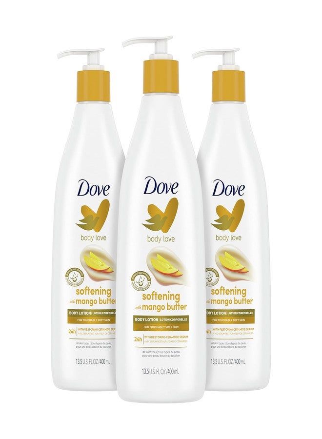 Dove Body Love Softening Body Lotion with Mango & Almond Pack of 3 For Touchably Soft Skin Butters Lotion for Dry Skin with Restoring Ceramide Serum 13.5 oz - Image 1
