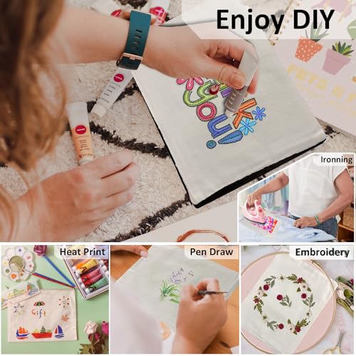 Koolmox Canvas Zipper Pouch - 9x7, 20 Pack with Zipper, Cotton Canvas for Embroidery, Tie Dye, Marker and Circuit Projects, Beige Travel Bags - Image 3