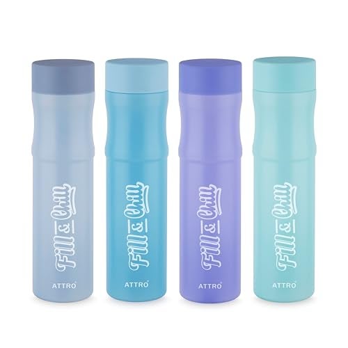 ATTRO Crazy 1000ml Water Bottle - Round Plastic Fridge Bottle - Airtight, Leak-Proof, BPA-Free, Freezer Safe Durable & Lightweight - Set of 4 Assorted - Ideal for Home & Office - Image 1