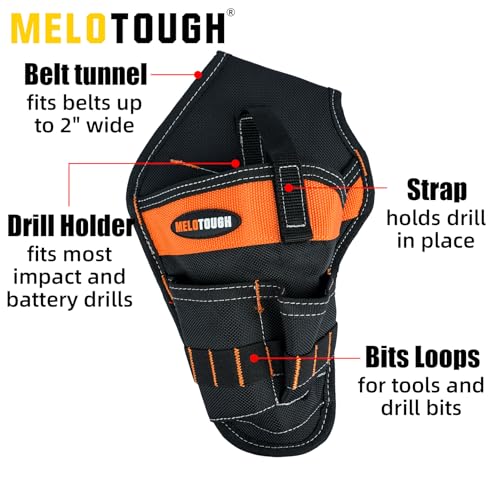 MELOTOUGH Tradesman Pro Drill Pouch for Tool Belt Left Handed Belt Cordless Drill Holder Tool Holster Impact Holster(Left Hand) - Image 2