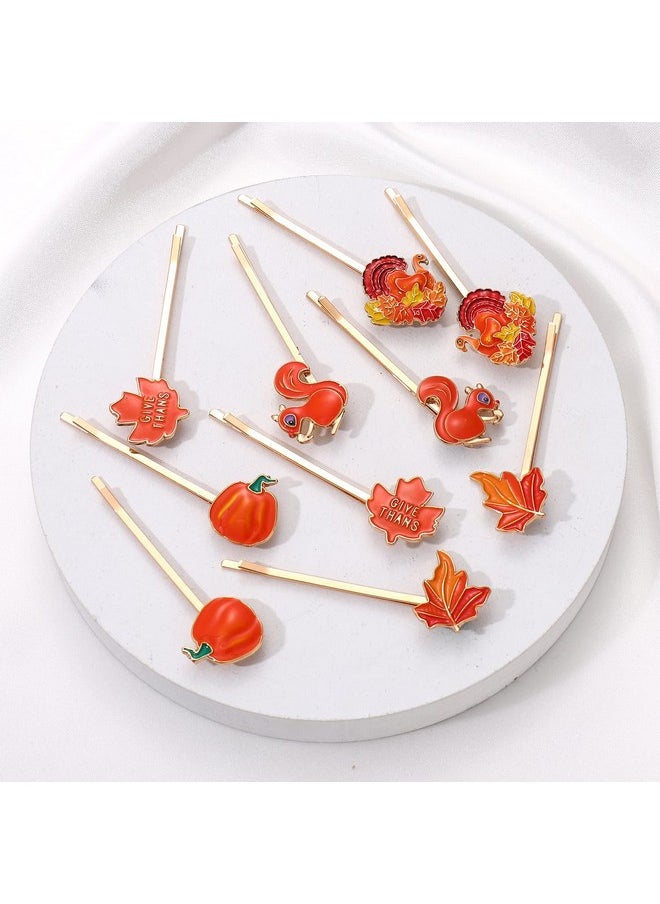 CEALXHENY - Thanksgiving Fall Hair Clips For Women Enamel Harvest Pumpkin Maple Leaf Turkey Hairpins Cute Autumn Holiday Hair Accessory Costume Party Favors Gifts - Image 1
