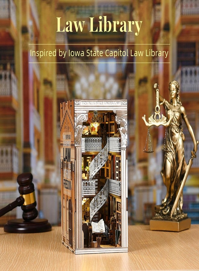 CCCDF DIY Book Nook Kit for Adults and Teens, Miniature Dollhouse Booknook Kit, 3D Wooden Puzzle Booknook Bookshelf Bookcase Model Build Kit Decor Alley with LED Light (Law Library) - Image 5