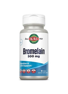 KAL Bromelain 500 Mg Digestion And Joint Support Supplement Digestive Enzymes Pineapple Extract Rapid Disintegration Vegan Made Without Dairy Or Soy Lab Verified 60 Servings 60 Tablets  - Image 1