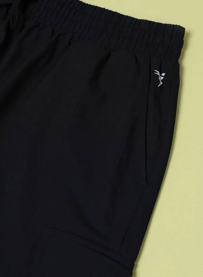Technosport Black Men Solid Slim Fit Sports Shorts with TS FLEXI for Men | Best Price UAE