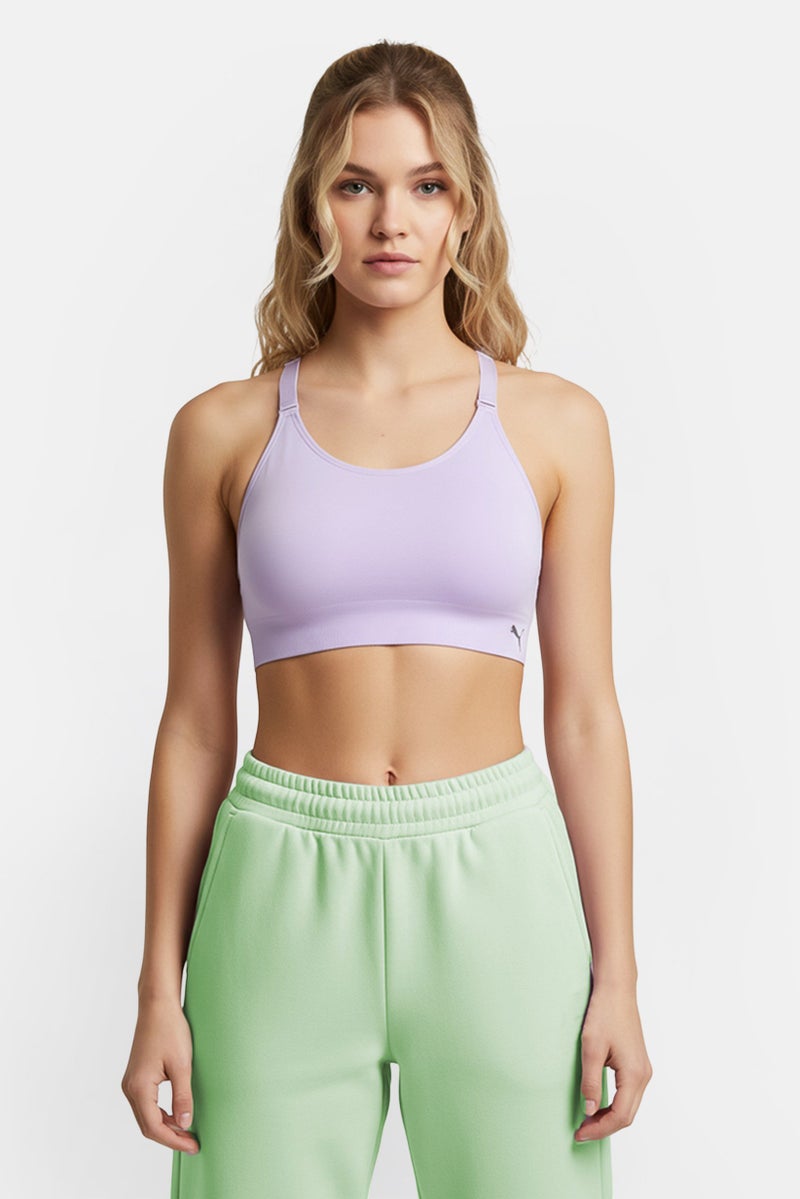 PUMA Women Plus Size Lightly Padded Training Sports Bra, Purple - Image 1