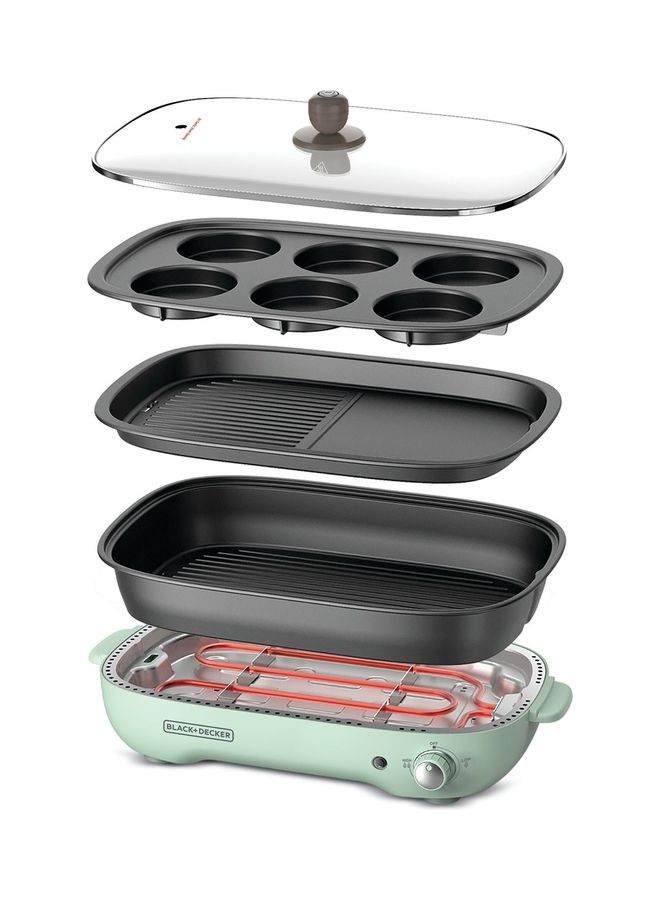BLACK+DECKER Multifunction Grill 1400 W GMF1400-B5 Green/Black - Image 4