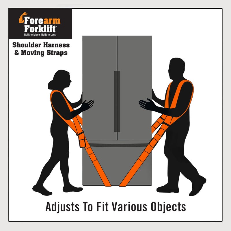 Forearm Forklift Shoulder Harness â€“ Standard - Lift and Move Furniture, appliances, Supports up to 800 lb. Moving Harness Set, 2 Harnesses and 2 Center Straps That are ea 9â€™4â€ Long, 1 Pack, Orange - Image 3