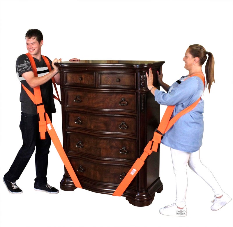 Forearm Forklift Shoulder Harness â€“ Standard - Lift and Move Furniture, appliances, Supports up to 800 lb. Moving Harness Set, 2 Harnesses and 2 Center Straps That are ea 9â€™4â€ Long, 1 Pack, Orange - Image 1