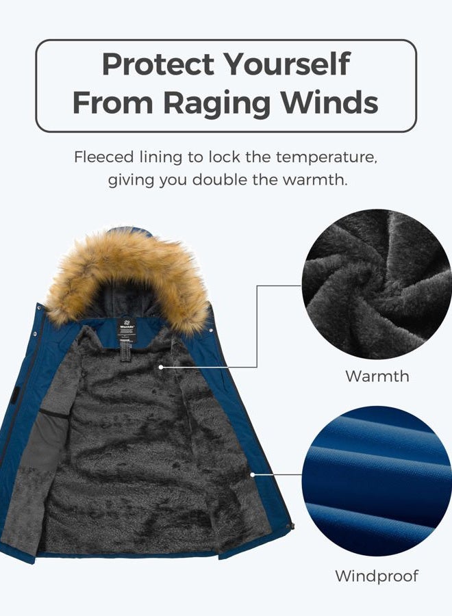 wantdo Women's Waterproof Ski Jacket Windproof Winter Snow Coat Raincoat Blue Black XL - Image 3