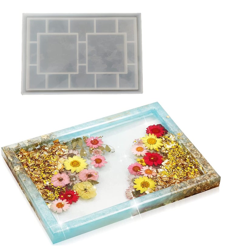 ARTOOL B41 Silicon Rectangle Trinket Tray Mould for DIY Epoxy Resin Art, Rectangle Trinket Tray Mold, 8x12 in 1.5 cm Depth - Image 1